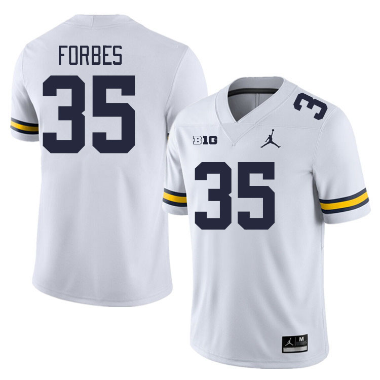 Michigan Wolverines #35 Logan Forbes College Football Jerseys Stitched Sale-White